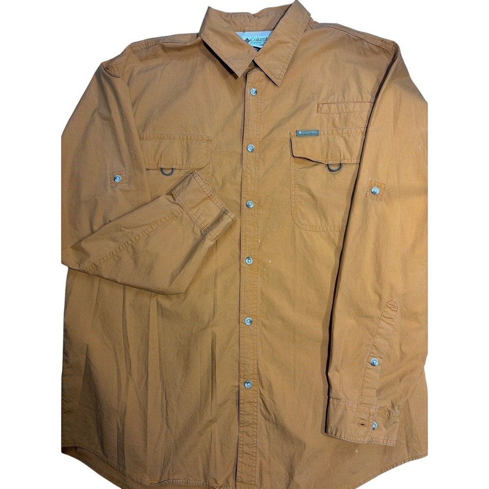 Columbia Sportswear Mens XL Burnt Orange Roll Tab Fishing Shirt AM7617 Cotton